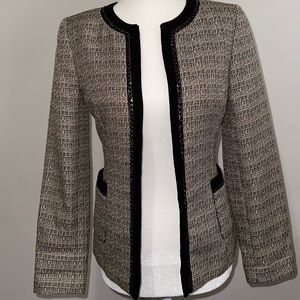 Tahari Asl Sand BlackHardware-Trim Tweed Jacket